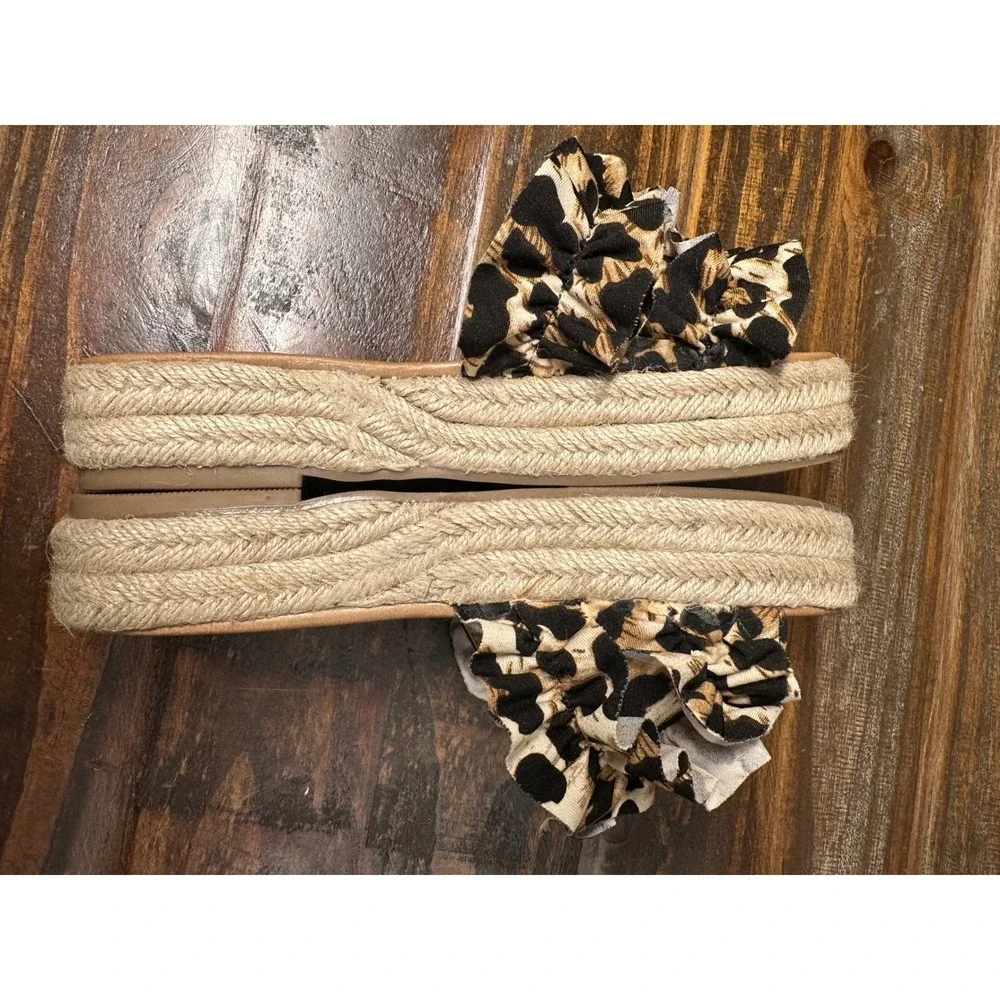 CCOCCI Women's Leopard Ruffle Platform Espadrille Slide Sandals Size 7 - Picture 6 of 9